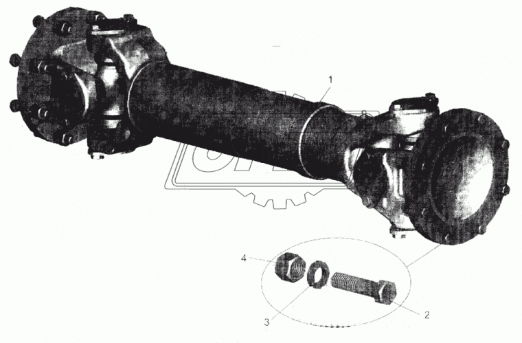 54341-2201010-01 Вал карданный МАЗ,ЧСДМ (L=679+60 мм., 8 отв., МАЗ-104,152,6303 задний мост, МАЗ-5434, автогрейдер ДЗ-98В10 привод раздаточной коробки) БЕЛКАРД